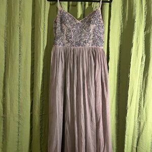 BHLDN Lavender Embroidered Tulle Gown Size 8 | Formal Prom Bridesmaid Dress